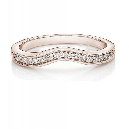 Custom Wedding Rings with Names-Curved wedding or eternity band in 14 carat rose gold