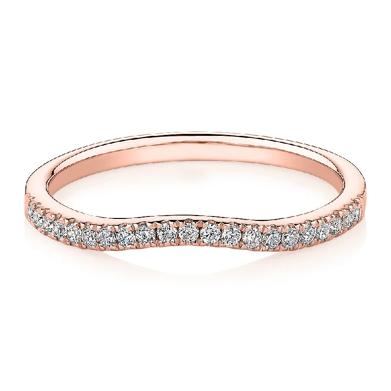 Silver Promise Rings-Curved wedding or eternity band in 14 carat rose gold