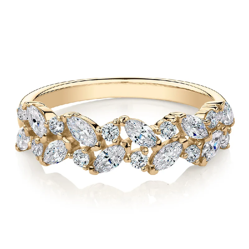 Luxury Engagement Rings for Women-Dress ring with 1.15 carats* of diamond simulants in 10 carat yellow gold