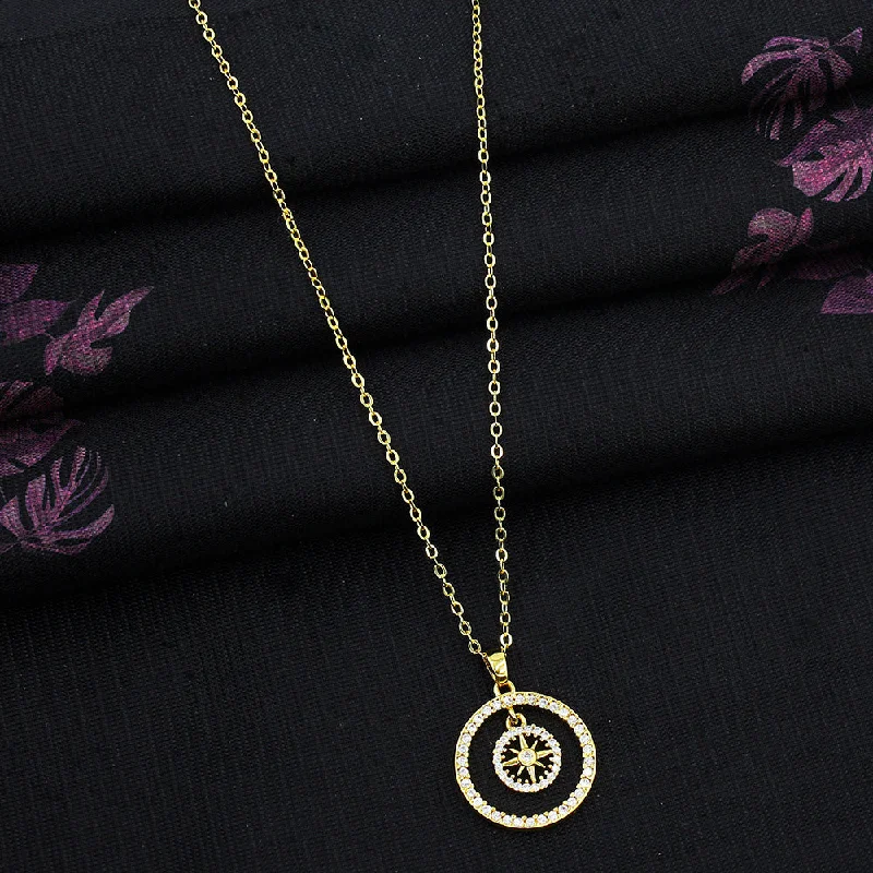 Elegant Layered Gold Necklaces-Mahavir Gold Plated Austrian Stone Necklace