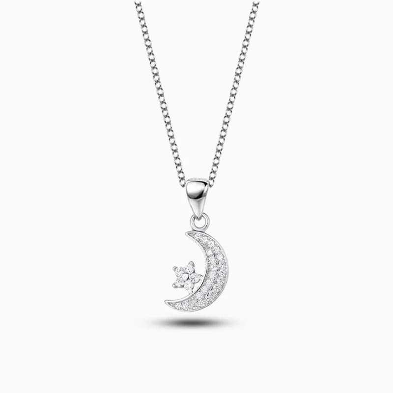 Vintage Necklace Sets-Crescent Moon And Star Necklace