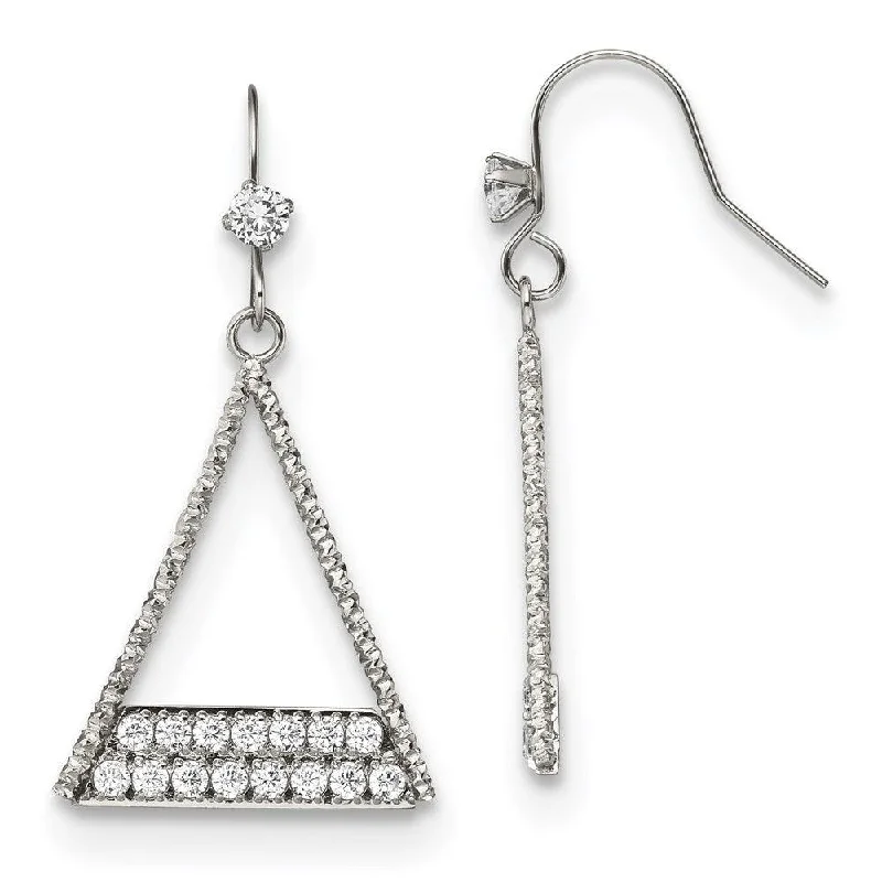 Elegant Bead Earrings-Stainless Steel Polished with CZ Shepherd Hook Dangle Earrings