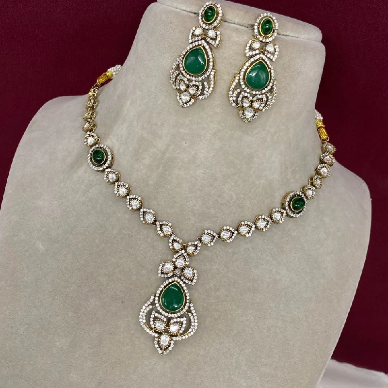 Designer Heart Necklaces-Amoliya Jewels Brass Polki Kundan Designer Necklace Set