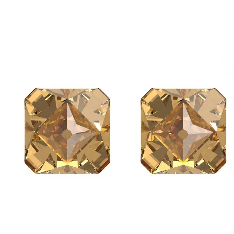 Sterling Silver Stud Earrings-Swarovski Women's Earrings - Chroma Gold Plated with Pyramid Cut Crystal | 5613680