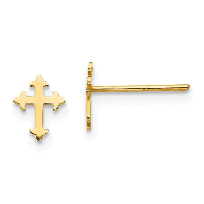 Swarovski Crystal Earrings-Madi K Kid's 14K  Polished Cross Post Earrings