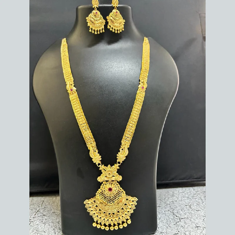 Trendy Silver Necklaces-Pari Art Jewellery Forming Gold Long Necklace Set