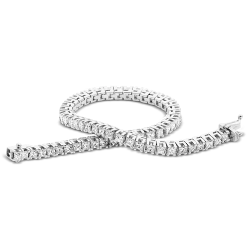 Boho Friendship Bracelets-Alula 18ct White Gold Claw Set Princess Cut Diamond Bracelet