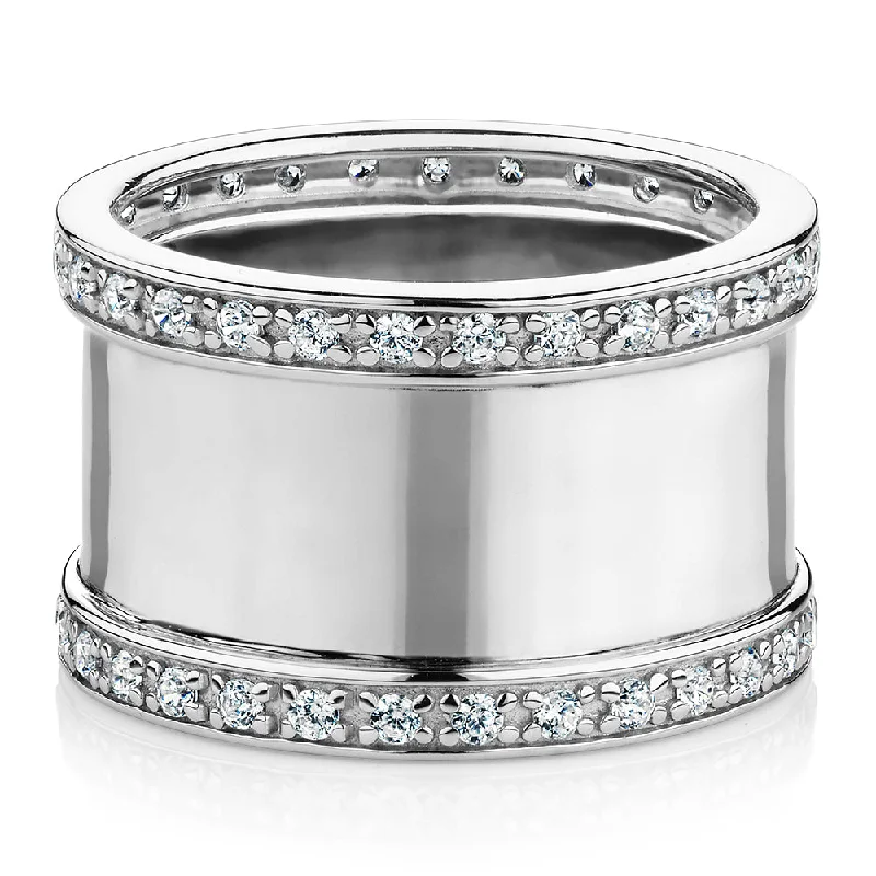 Simple Wedding Rings for Women-Dress ring with 0.9 carats* of diamond simulants in sterling silver