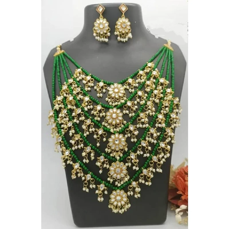 Vintage Pearl Necklaces-Akruti Collection Gold Plated Kundan And Pearl Long Necklace Set