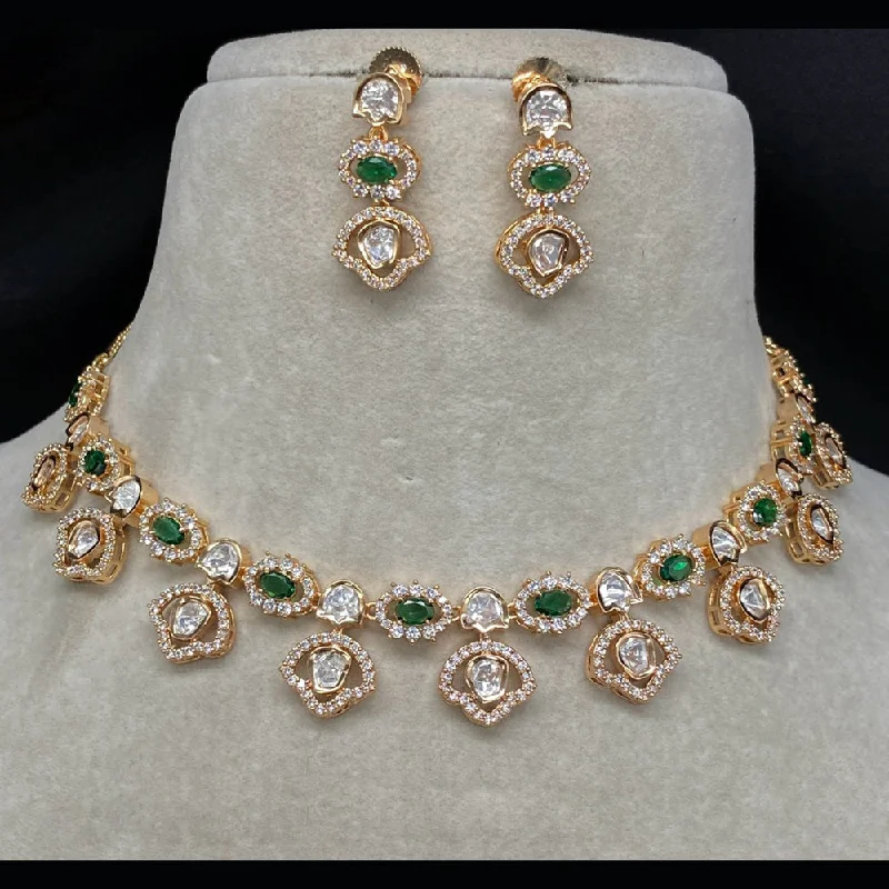 Gold Chain Necklaces for Women-Amoliya Jewels Brass Polki Kundan Designer Necklace Set