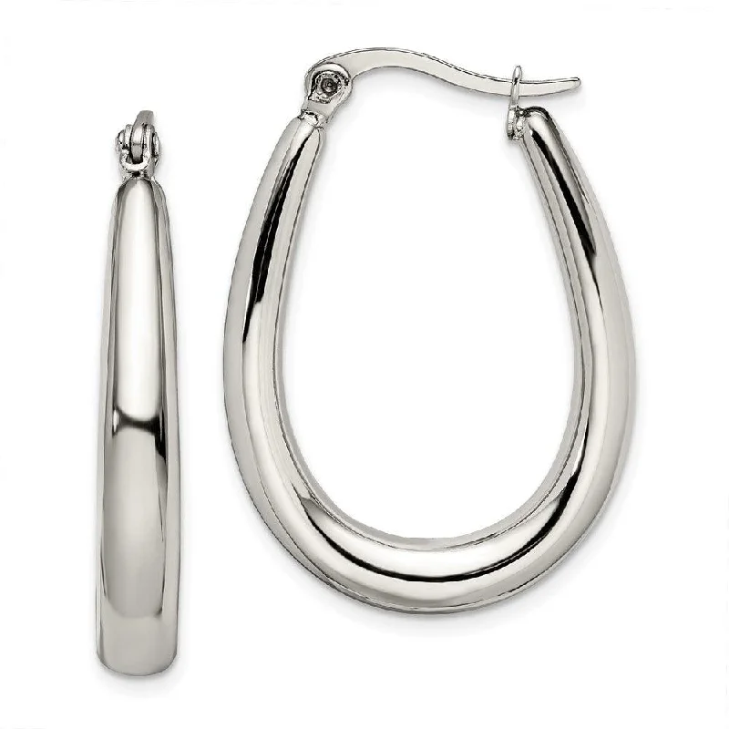 Funky Earrings for Teens-Stainless Steel Teardrop Hollow Hoop Earrings