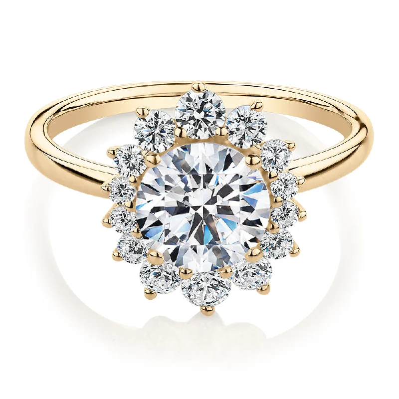 Natural Stone Rings-Dress ring with 2.15 carats* of diamond simulants in 10 carat yellow gold