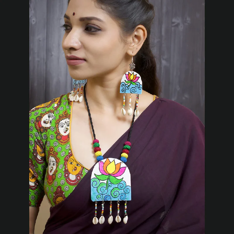 Handcrafted Gold Necklaces-Pakhi Creation Handmade Long Necklace Set