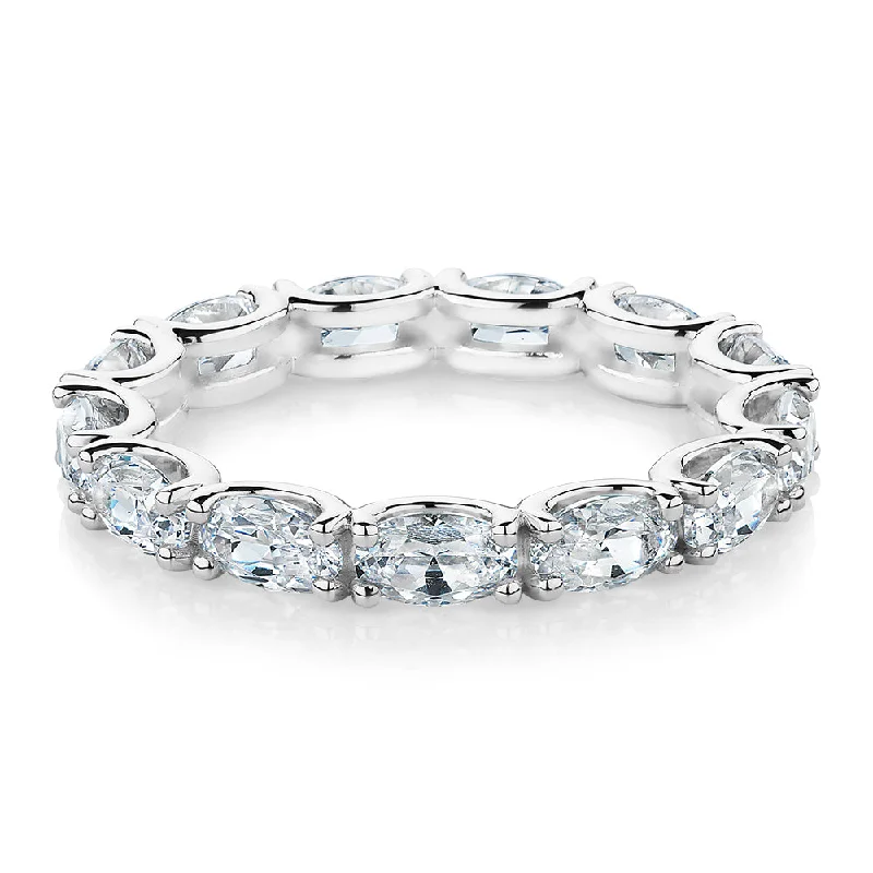 Gold Band Engagement Rings-All-rounder eternity band with 2.94 carats* of diamond simulants in 10 carat white gold