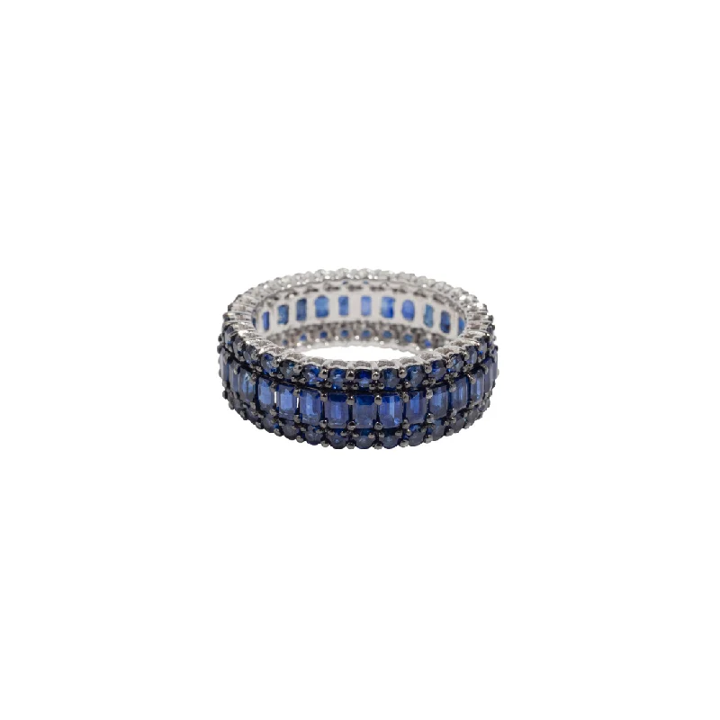 Adjustable Rings for Women-Sapphire & White Gold Lena River Band