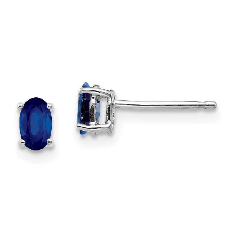 Simple Stud Earrings for Daily Wear-14k White Gold Sapphire Earrings