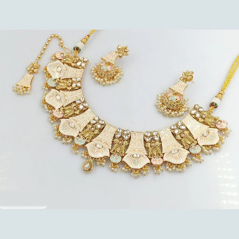 Elegant Diamond Necklaces-Rani Sati Jewels Gold Plated Meenakari and Kundan Necklace Set