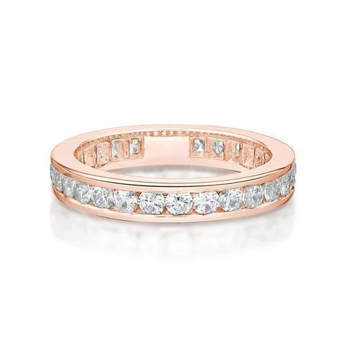 Trendy Stackable Rings-All-rounder eternity band with 1.56 carats* of diamond simulants in 14 carat rose gold