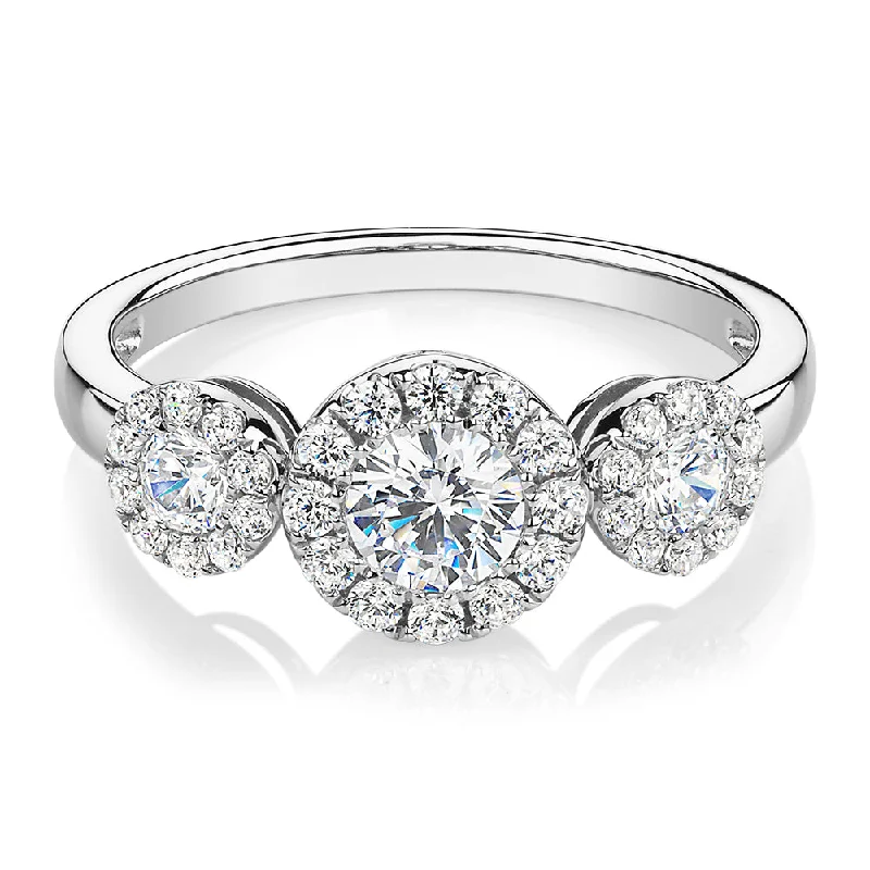 Simple Silver Wedding Bands-Celeste Dress ring with 1.02 carats* of diamond simulants in 10 carat white gold