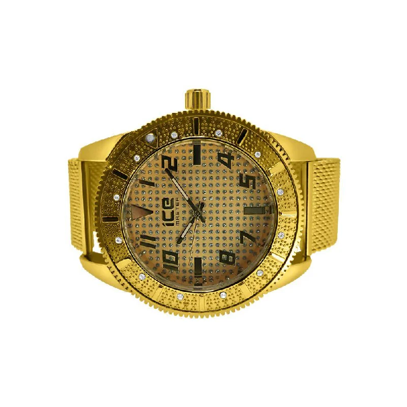 Stylish Watches with Silicone Bands-Sporty Gold Mesh Band Fashion Watch