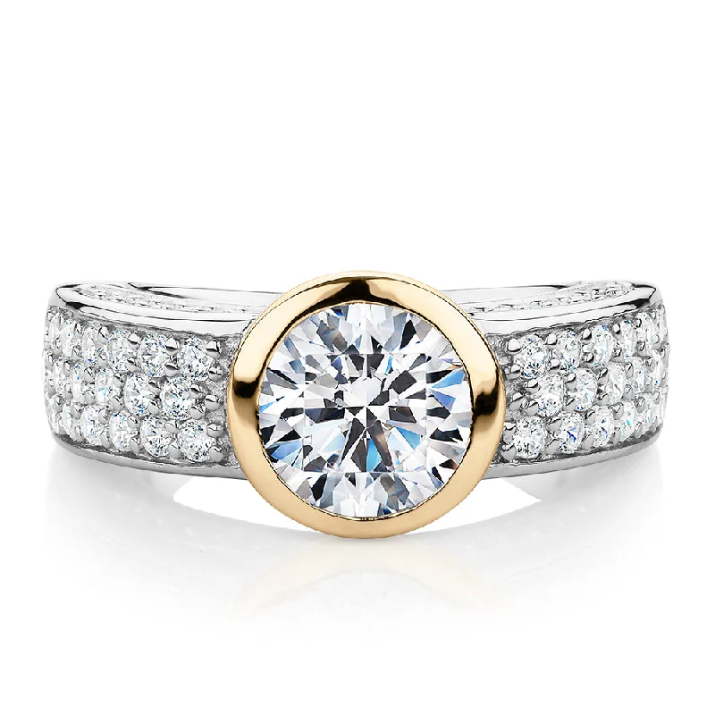 Customized Engagement Rings-Synergy dress ring with 2.36 carats* of diamond simulants in 10 carat yellow gold and sterling silver