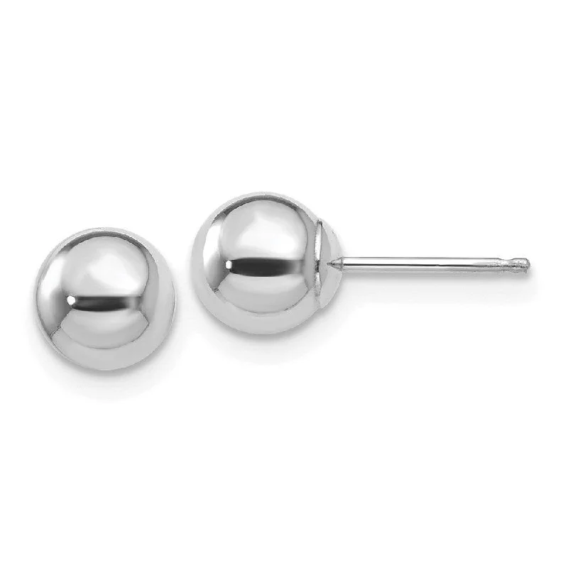 Custom Birthstone Earrings-14k White Gold Polished 6mm Ball Post Earrings