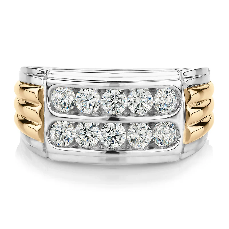 Trendy Gold Rings for Women-Dress ring with 1.1 carats* of diamond simulants in 10 carat yellow gold and sterling silver