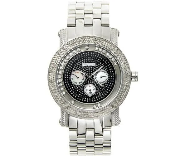 Digital Watches with Bluetooth-Floating Black Dial JoJino Diamond Watch .25cttw