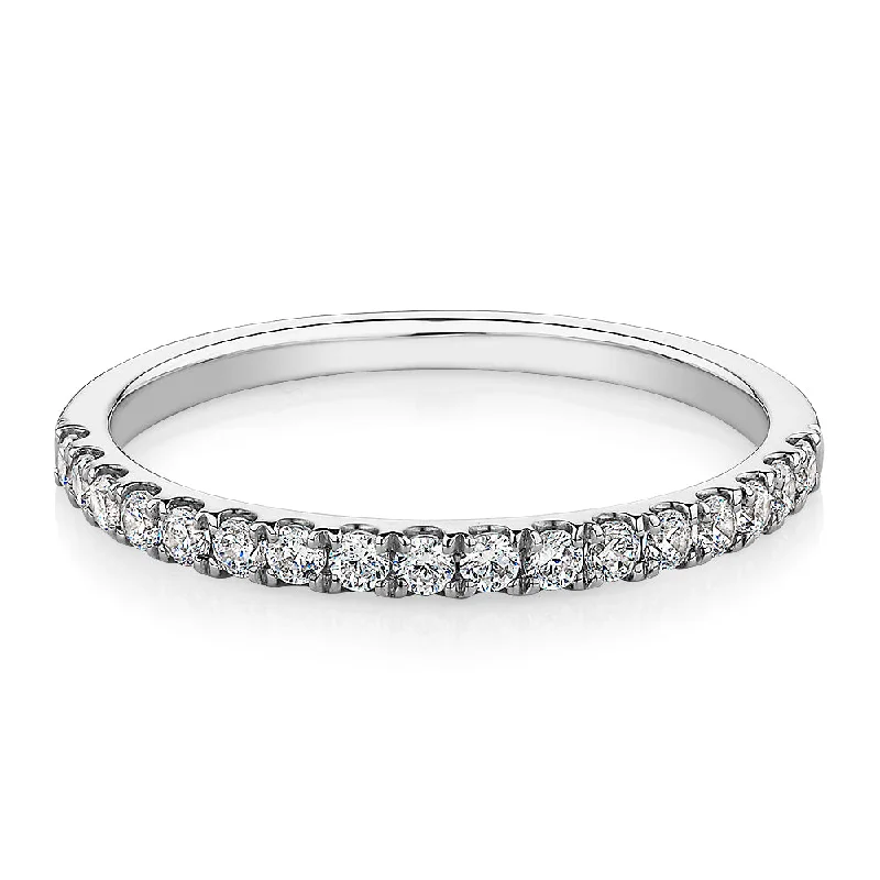 Classic Gemstone Engagement Rings-Wedding or eternity band with 0.25 carats* of diamond simulants in 10 carat white gold