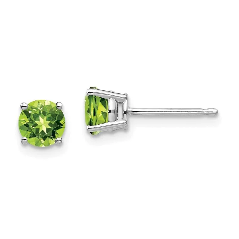 Modern Geometric Earrings-14k White Gold 5mm Peridot Earrings