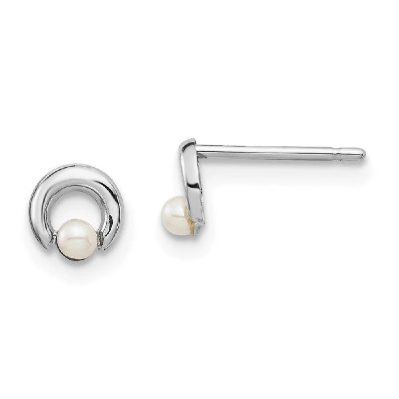 Large Drop Earrings-Madi K Kid's 14k White Gold  Button Freshwater Cultured Pearl Circle Post Earrings