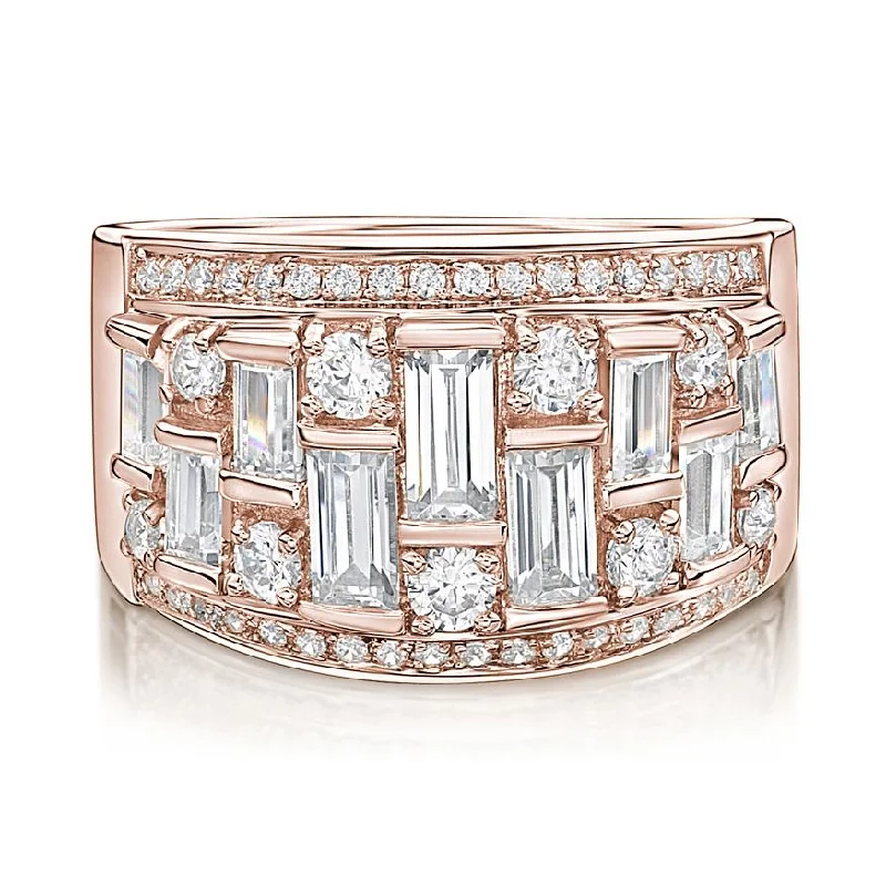 Large Statement Rings-Dress ring with 2.32 carats* of diamond simulants in 10 carat rose gold