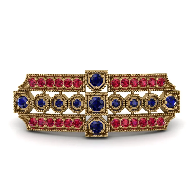 Custom Brooch with Decorative Stones-Sapphire Antique Elegance Brooch - Alondra No. 58