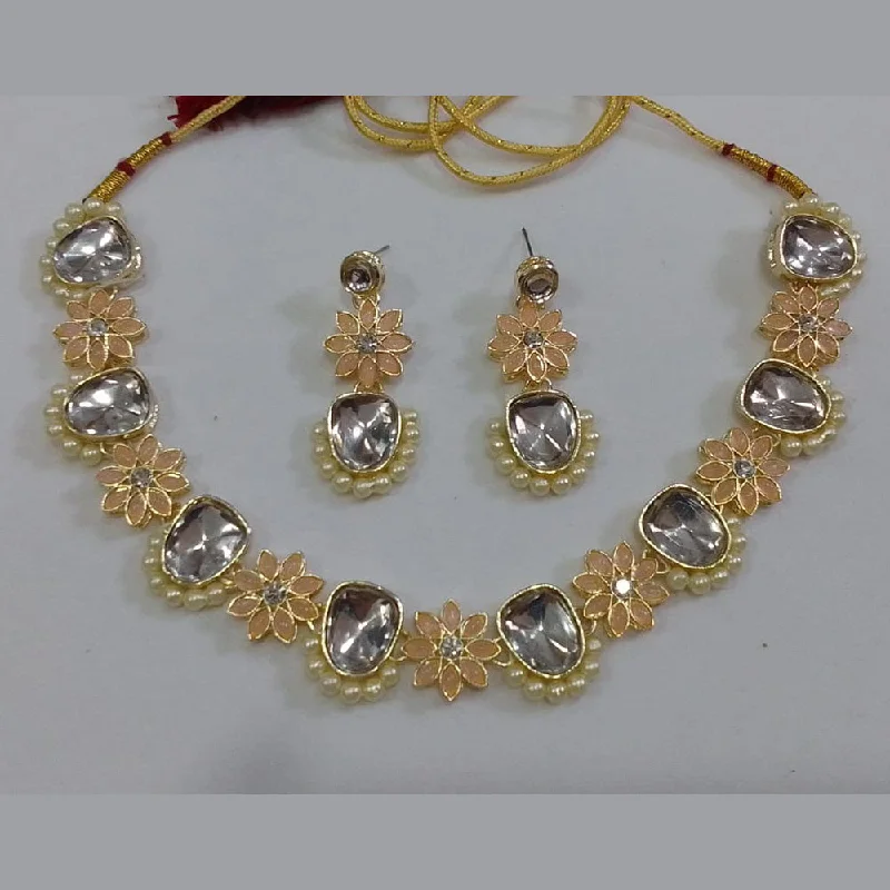 Boho Charm Necklaces-Midas Touch Gold Plated Kundan Necklace Set