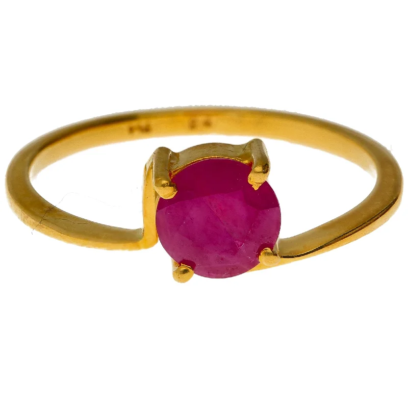 Stackable Rings for Women-22K Yellow Gold & Ruby Ring (Size 7)