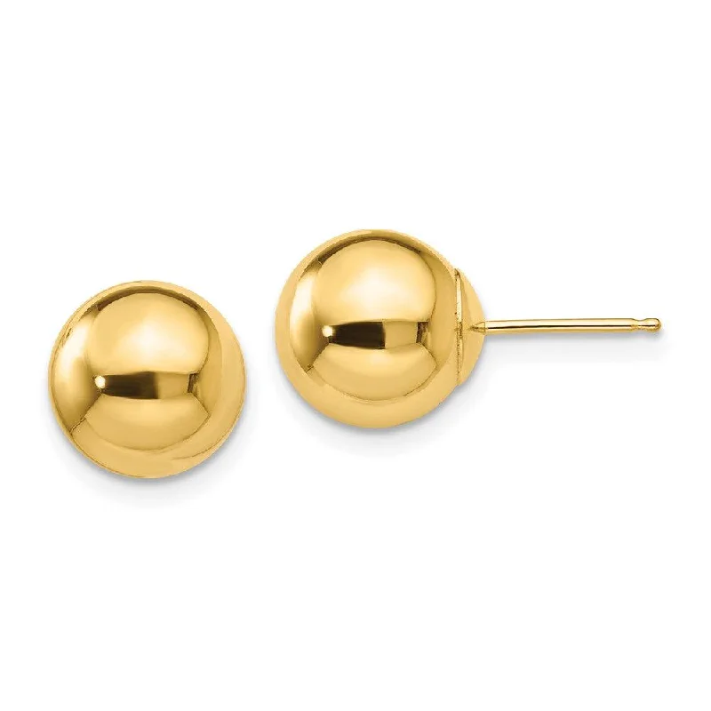 18k Gold Earrings-14k Polished 9.0mm Ball Post Earrings