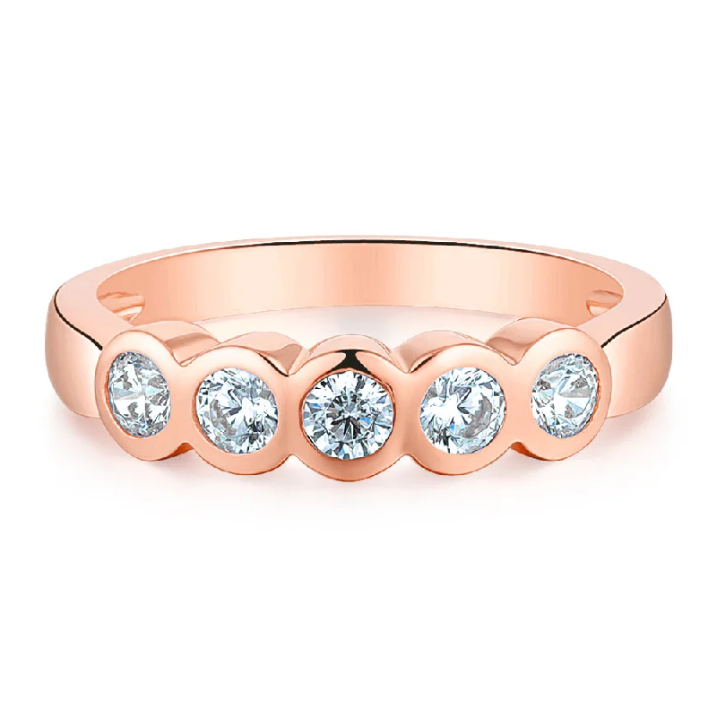 Handcrafted Wedding Rings-Dress ring with 0.55 carats* of diamond simulants in 10 carat rose gold