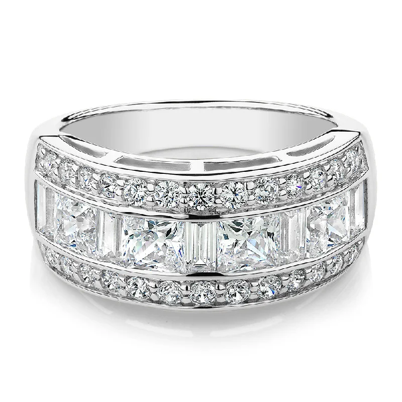 Personalized Couple Rings-Dress ring with 2.7 carats* of diamond simulants in 10 carat white gold