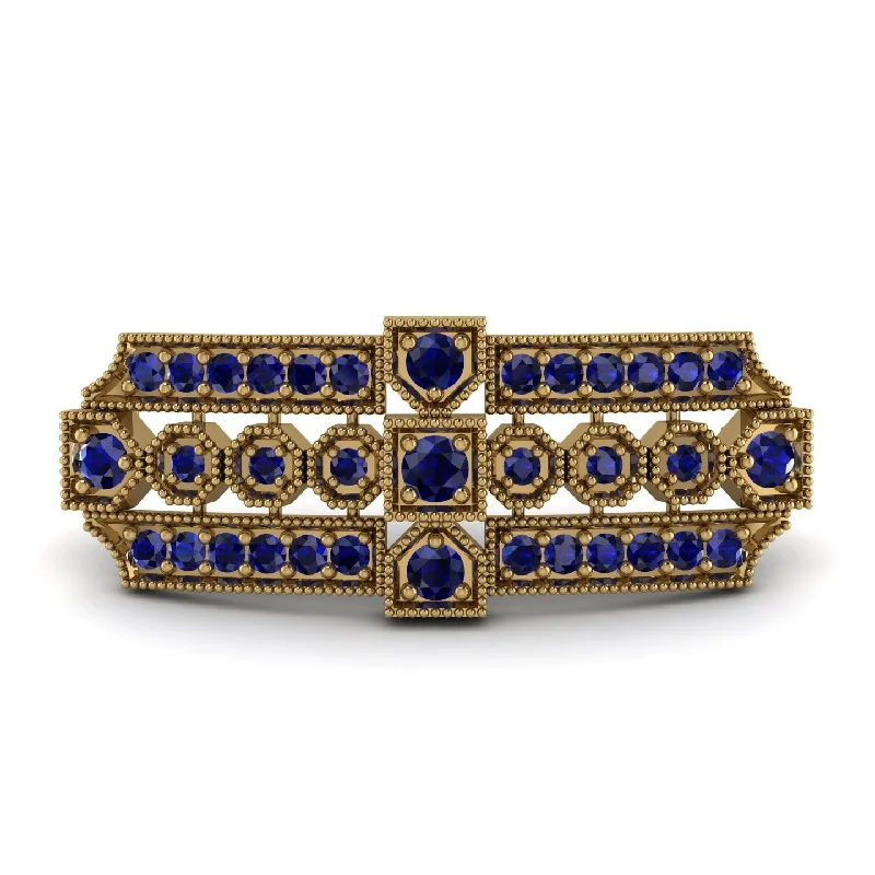 Unique Gemstone Brooch for Women-Sapphire Antique Elegance Brooch - Alondra No. 73