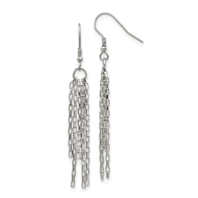 Unique Earrings for Gifts-Stainless Steel Multistrand Box Chain Dangle Earrings