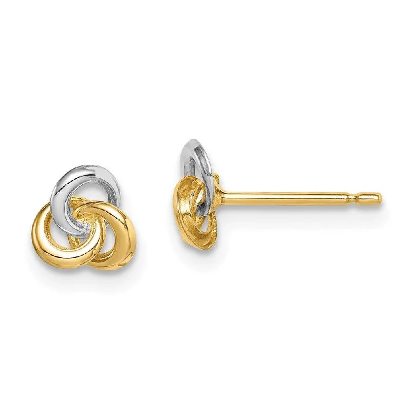 Funky Silver Earrings-Madi K Kid's 14k w/Rhodium  Love Knot Post Earrings