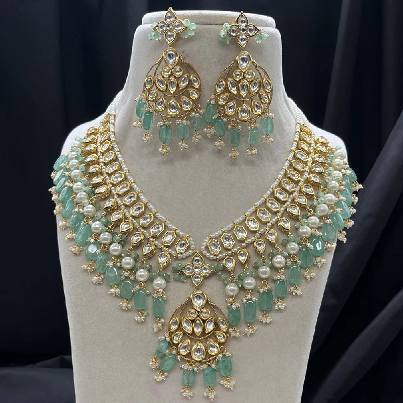 Silver Heart Pendant Necklaces-Amoliya Jewels Polki Kundan Rani  Necklace Set