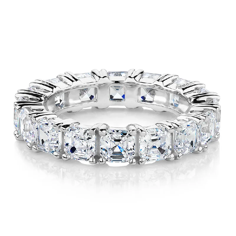 Silver Wedding Rings for Women-All-rounder eternity band with 5.46 carats* of diamond simulants in 10 carat white gold