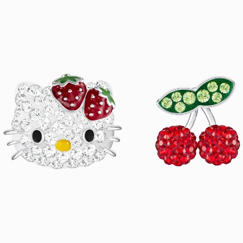 Turquoise Stud Earrings-Swarovski Women's Pierced Earrings - Hello Kitty Fruit Rhodium Plated | 5368973