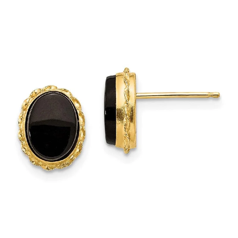 Multi-Layered Earrings-Madi K Kid's 14k  Bezel Onyx Earrings