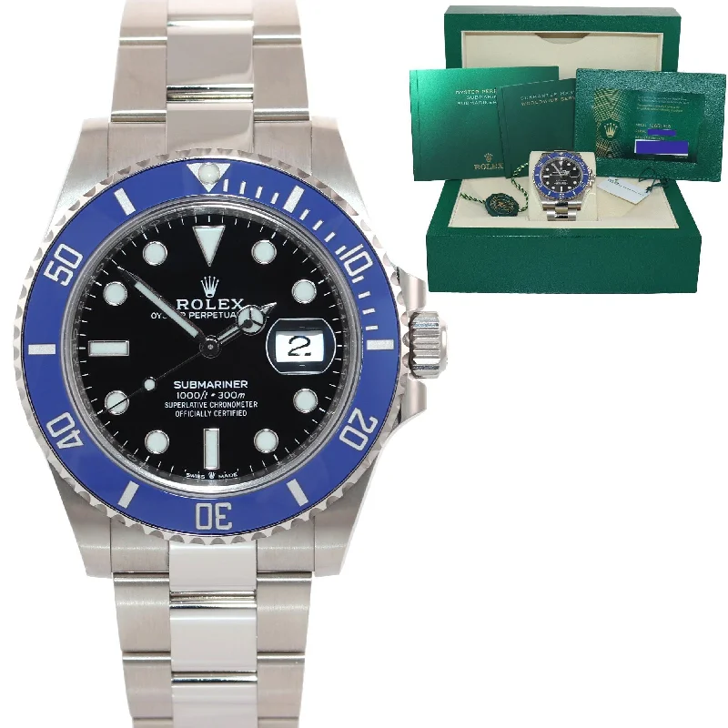 Eco-Friendly Wooden Watches-MINT 2022 NEW PAPERS Rolex Submariner Blue Smurf 126619 White Gold Watch Box