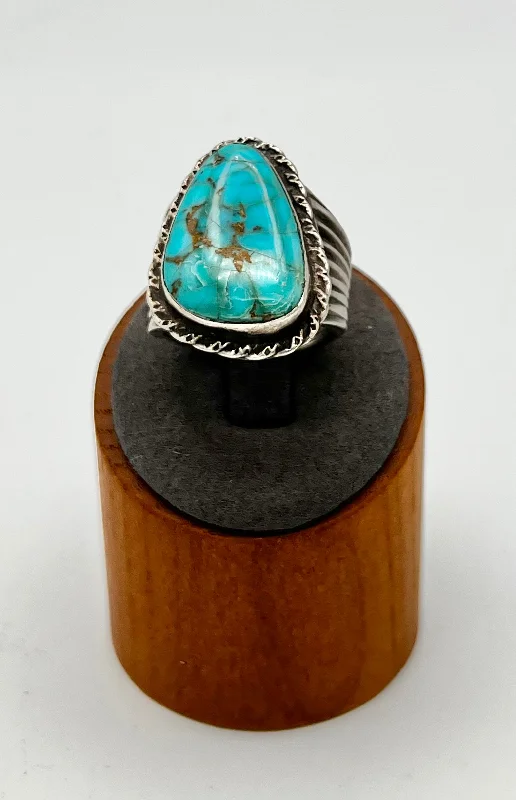 Custom Gold Wedding Rings-Ring- Vintage Navajo Royston Turquoise