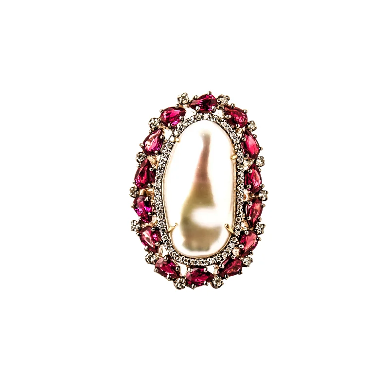 Custom Birthstone Rings-Pearl & Ruby Grace Ring