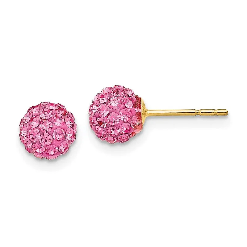 Cute Animal Earrings-14k Rose Crystal 6mm Post Earrings