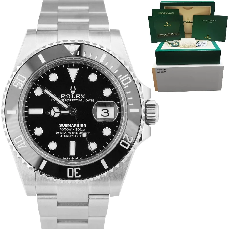 Customizable Watch Bands-NEW DEC. 2022 Rolex Submariner Date Black Stainless Ceramic 126610 LN 41mm Watch